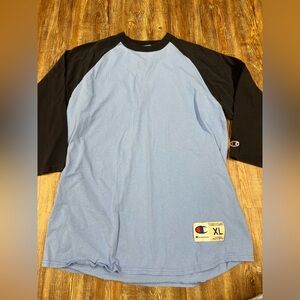 Y2K Champion blue and navy baseball tee